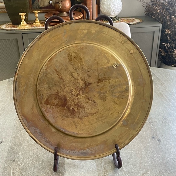 Martha Sturdy Spun brass Patina table charger or tray brass art decor designer - Picture 7 of 9